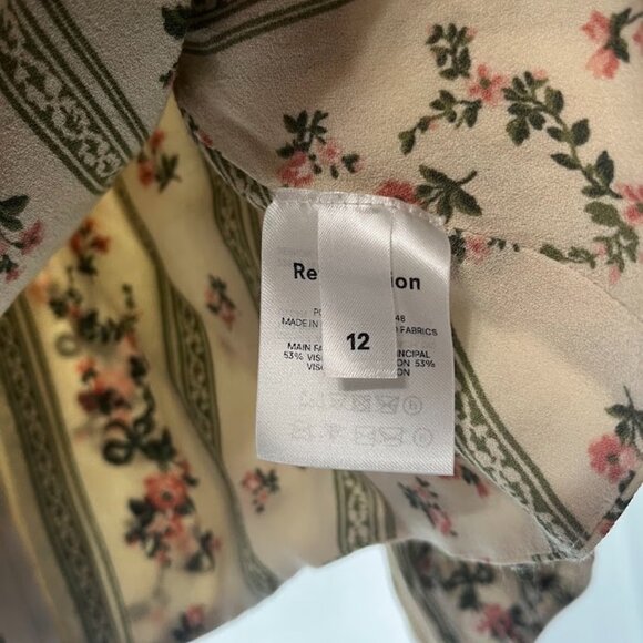 Reformation Cera Top Size 12 Cream & Pink Floral Design - Picture 5 of 5